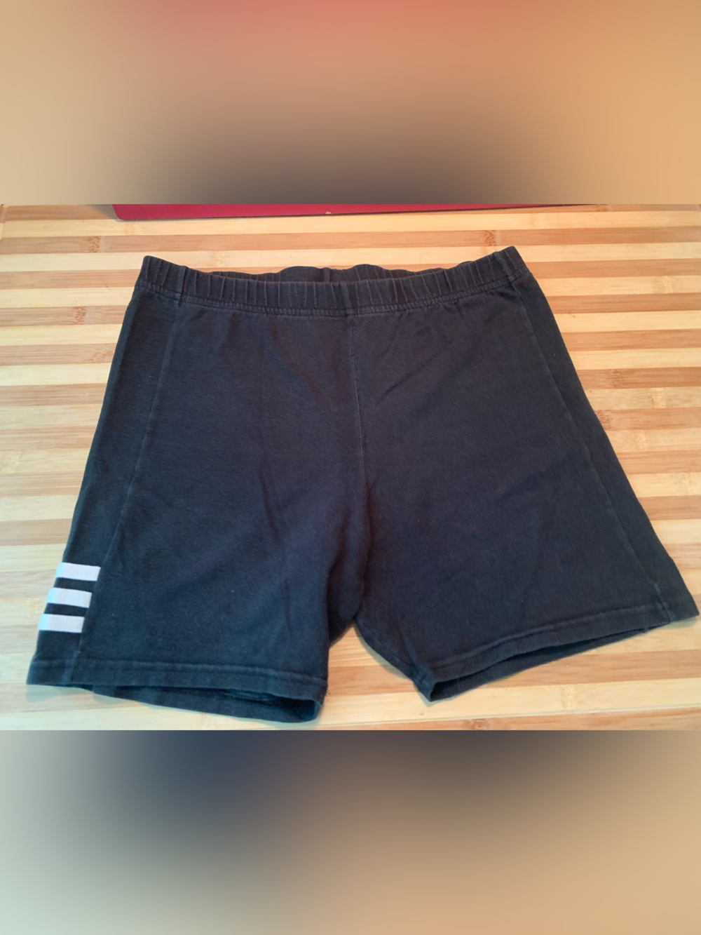 Vintage adidas Black Athletic Shorts with White Three-Stripe Detail from Y2K Era